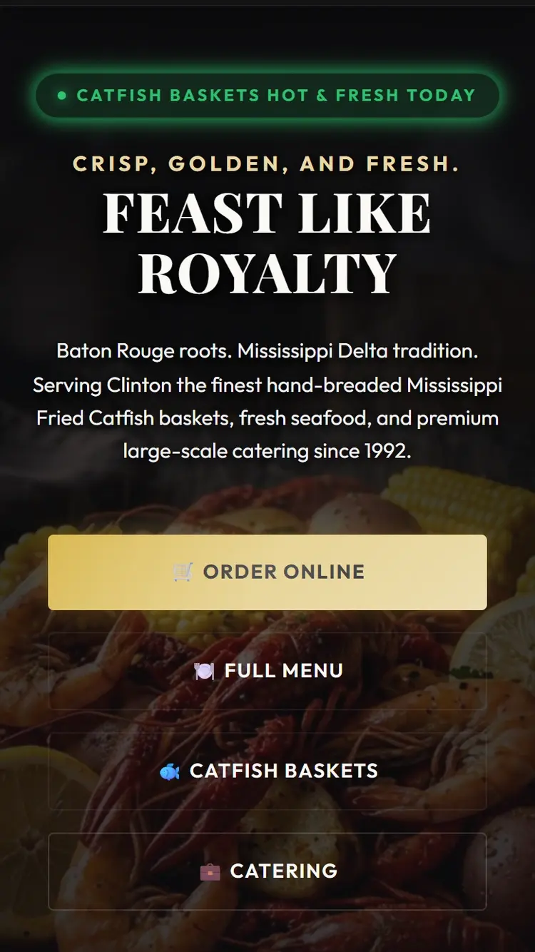 T'Beaux's Seafood & Catering Mobile View